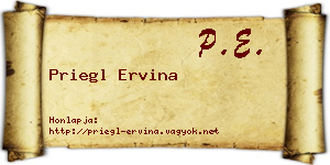 Priegl Ervina névjegykártya